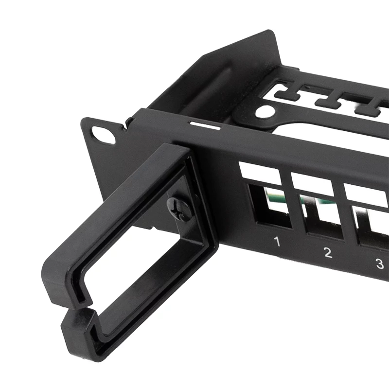 LOGILINK Modular 16-Port Cat.6A Keystone Patchpanel, 19/1U, mit 3 Kabelringen, Schwarz