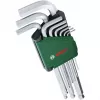 BOSCH 9-teiliger Inbusschlüsselsatz mit farbcodierten L-Schlüsseln, Kugelkopf und Haltefunktion, metrisch 1,5-10 mm, BlackLaser-Oberfläche, Clip-Halter