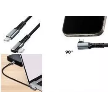 LogiLink USB 3.2 Gen 2 USB-C auf USB-C gewinkeltes Kabel, 10 Gbps, 100W, 4K, 1 m, Schwarz/Grau