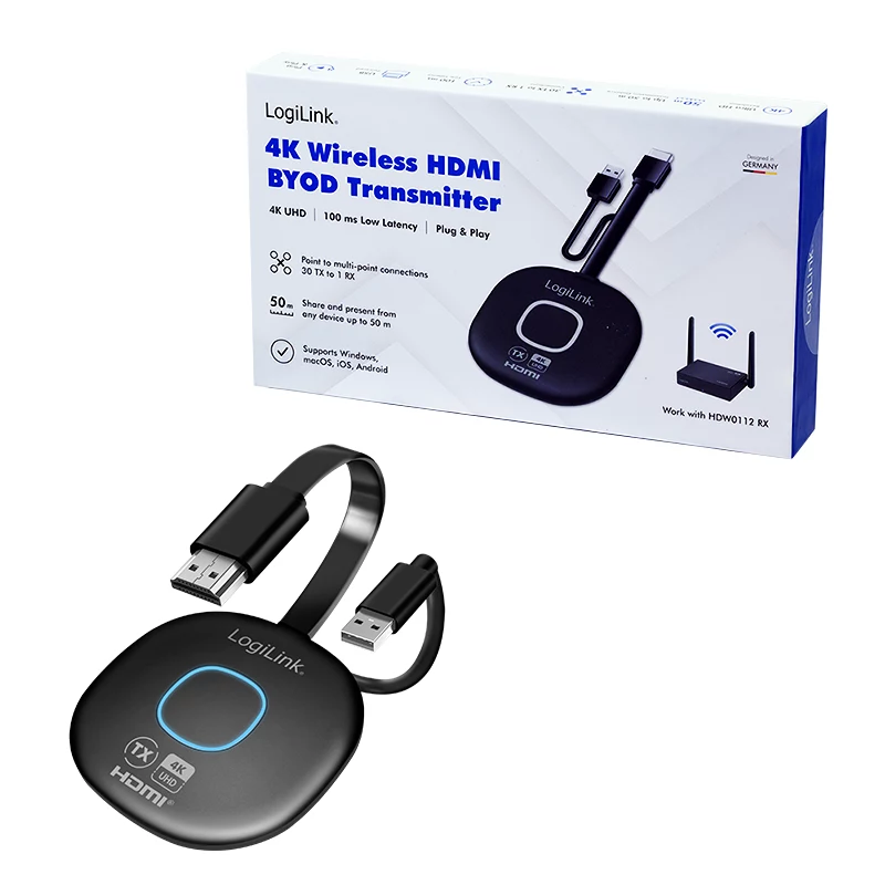 LogiLink Wireless HDMI BYOD Sender-Einheit für HDW0112, 1080p@60Hz, 50m Reichweite, Plug & Play