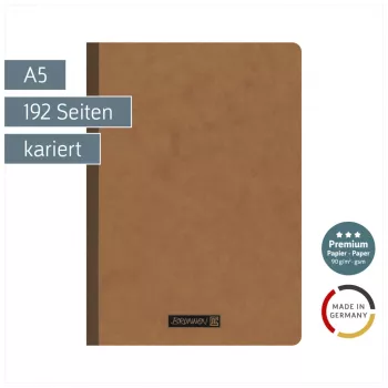Brunnen FACT!plus A5 kariertes Notizbuch 96 Blatt Braun