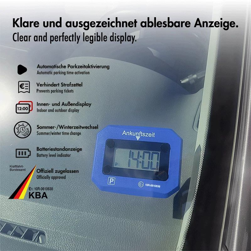 LogiLink Elektronische Parkscheibe, KBA-zertifiziert, Blau