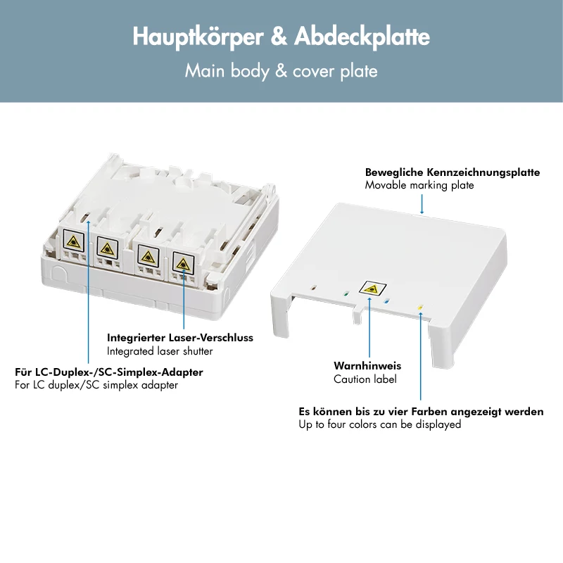 LOGILINK FTTH Abschlussdose FB1007, 4 Ports, Wand- oder Hutschienenmontage, Weiß