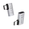 LogiLink USB4 Type-C 90° Adapter, C/M auf C/F, 40 Gbit/s, 240W, 8K/60Hz, Aluminium, Silber