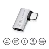 LogiLink USB4 Type-C 90° Adapter, C/M auf C/F, 40 Gbit/s, 240W, 8K/60Hz, Aluminium, Silber