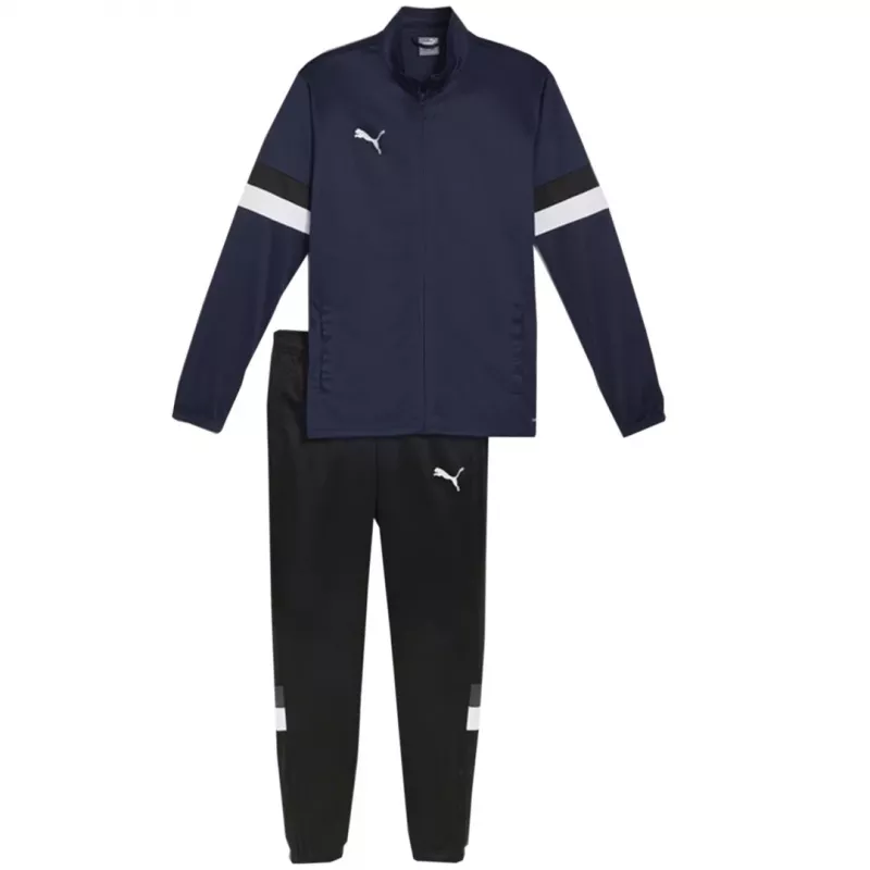 PUMA Herren Team Rise Full-Zip Trainingsjacke, Peacoat/Puma Black, Größe L
