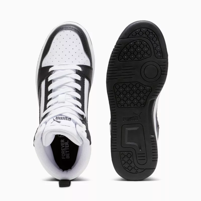 Puma Rebound V6 Mid Kinder-Sneaker Weiß Schwarz 393831 01 Größe 38.5