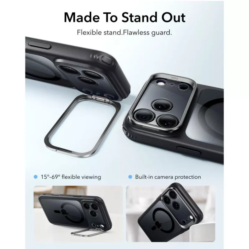 ESR Classic Hybrid Kickstand MagSafe Hülle für iPhone 17 Pro / 18 Pro Klar/Schwarz