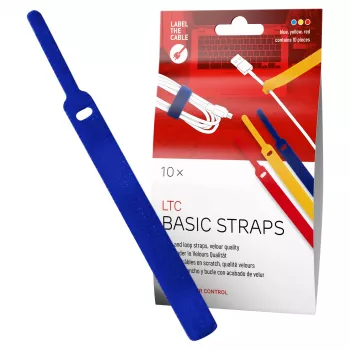 LABEL THE CABLE LTC BASIC STRAPS Klett-Kabelbinder, 17 cm, 10er-Pack, mehrfarbig (Blau, Gelb, Rot)