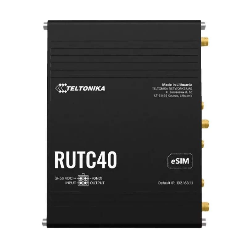 Teltonika Networks RUTC40 Industrie-Router 4G LTE Cat 6 Dual-Band Wi-Fi 5 Gigabit mit Dual-SIM, GNSS, UK-Netzteil