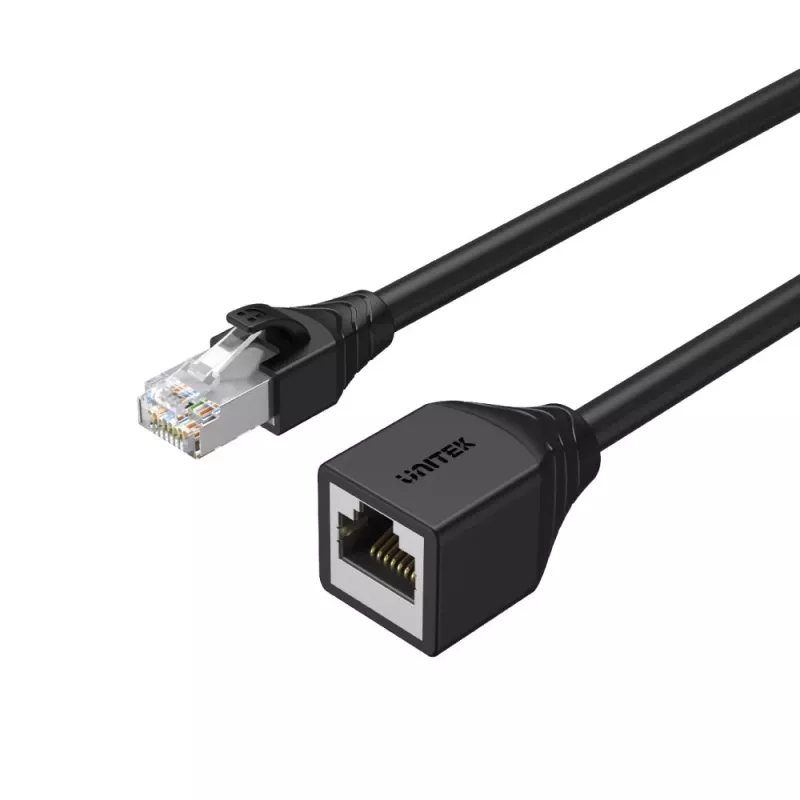 UNITEK Cat.6 STP RJ45 Verlängerungskabel (8P8C) Stecker auf Buchse, 2m, Schwarz