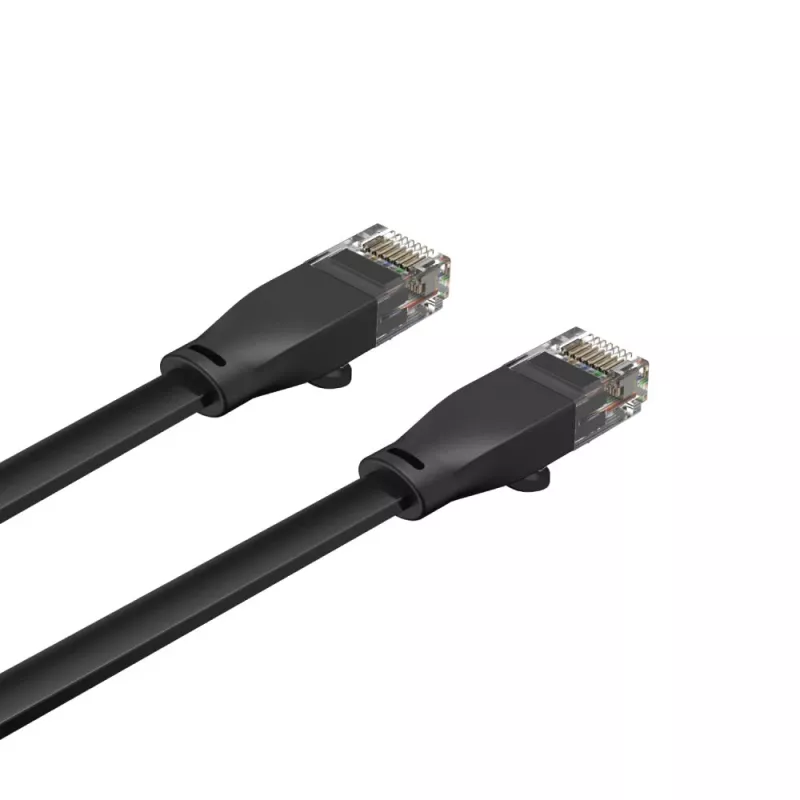 UNITEK Cat.6 UTP Flachkabel 10m Schwarz RJ45 Snagless Gigabit Ethernet