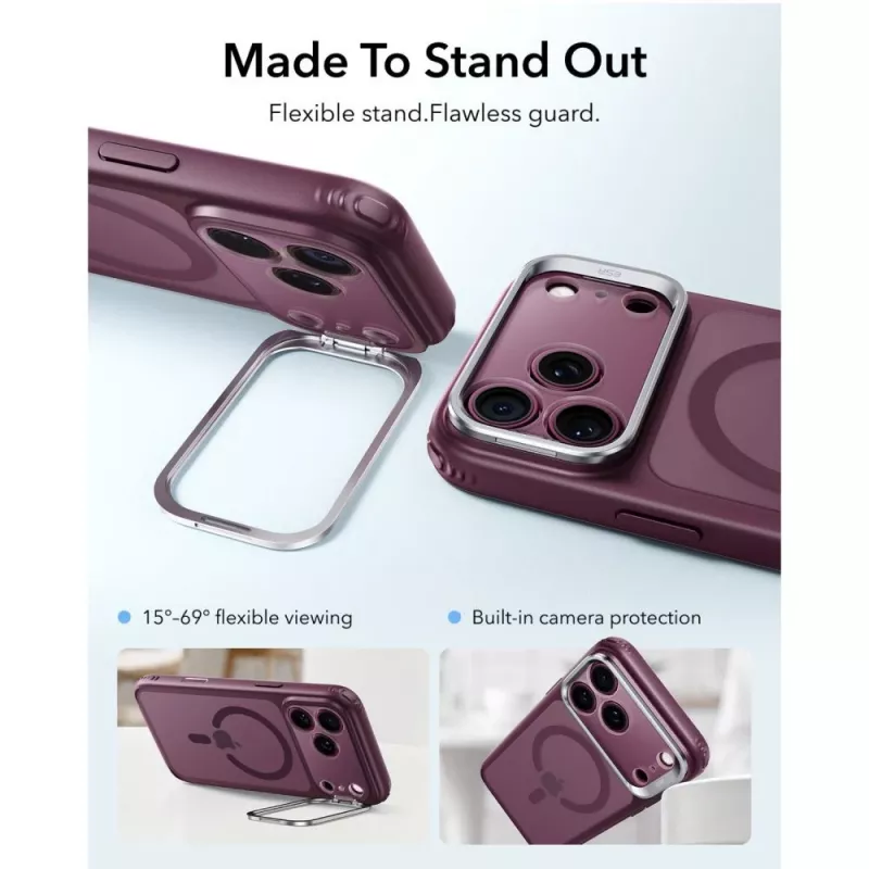 ESR Classic Hybrid Kickstand MagSafe Hülle für iPhone 17 Pro Max / 18 Pro Max - Mattes Tiefburgund