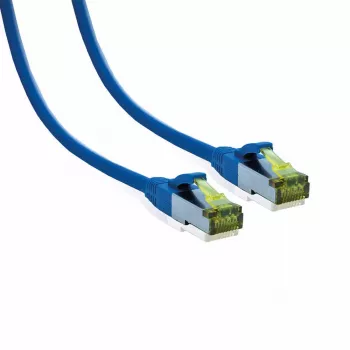 IT-BUDGET Full Copper Premium Patchkabel Cat.6A mit Cat.7 Rohkabel 600 MHz halogenfrei PoE+ 10Gbps Blau 3m