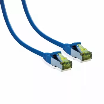 IT-BUDGET Full Copper Premium Patchkabel Cat.6A mit Cat.7 Rohkabel 600 MHz halogenfrei PoE+ 10Gbps Blau 3m