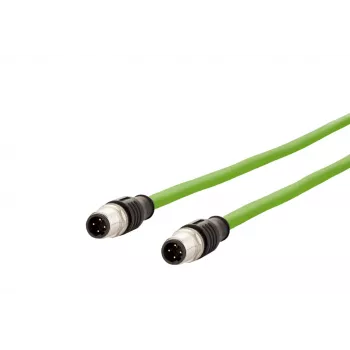 METZ CONNECT M12 D-Codiertes industrielles Ethernet-Patchkabel, 4-polig Stecker auf 4-polig Stecker, 5m, PUR Grün