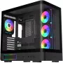 Fortron M581 Mid-Tower-Gehäuse, Schwarz, Panorama-Temperglas, 4x ARGB-Lüfter