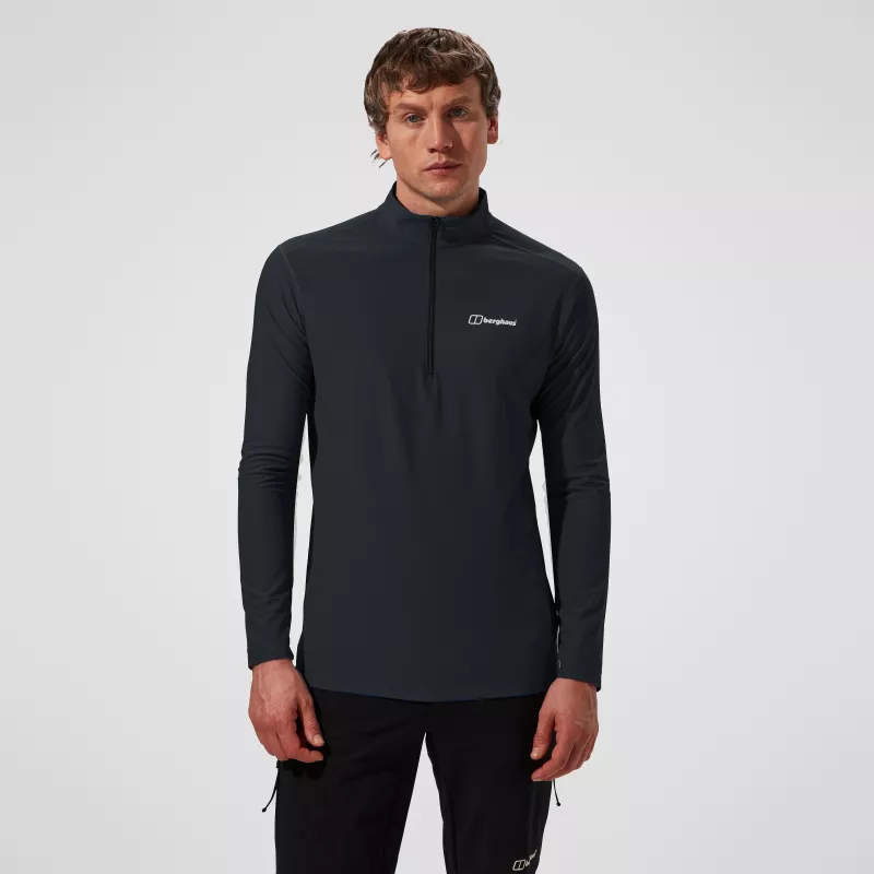 Berghaus 24/7 Tech Tee LS HZ Herren Langarmshirt mit halbem Reißverschluss, Tiefschwarz