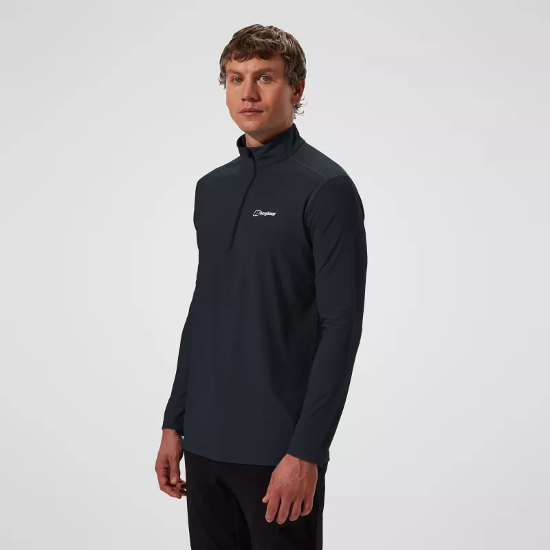 Berghaus 24/7 Tech Tee LS HZ Herren Langarmshirt mit halbem Reißverschluss, Tiefschwarz