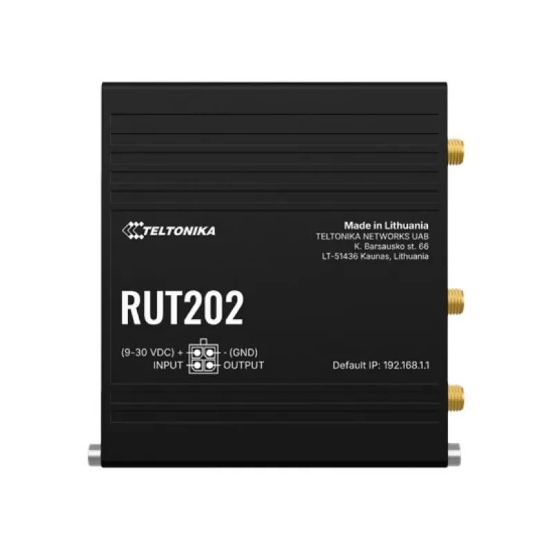 Teltonika Networks RUT202 4G LTE WLAN-Router, Dual-SIM, 2x Ethernet, DIN-Schienen-/Wandmontage, Aluminium