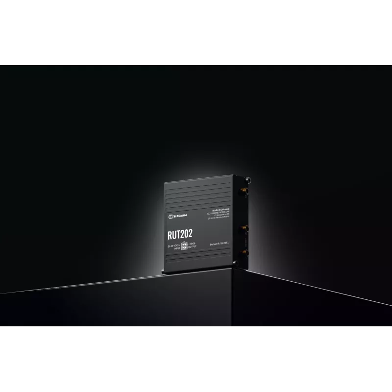 Teltonika Networks RUT202 4G LTE WLAN-Router, Dual-SIM, 2x Ethernet, DIN-Schienen-/Wandmontage, Aluminium