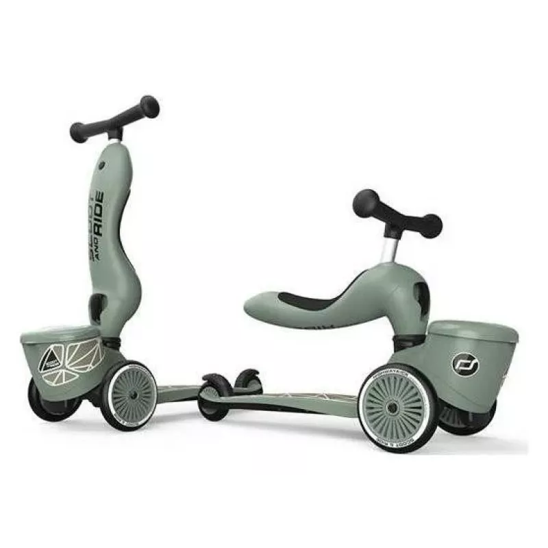 Scoot & Ride Highwaykick 1 Lifestyle 2-in-1 Rutscher & Scooter, Green Lines