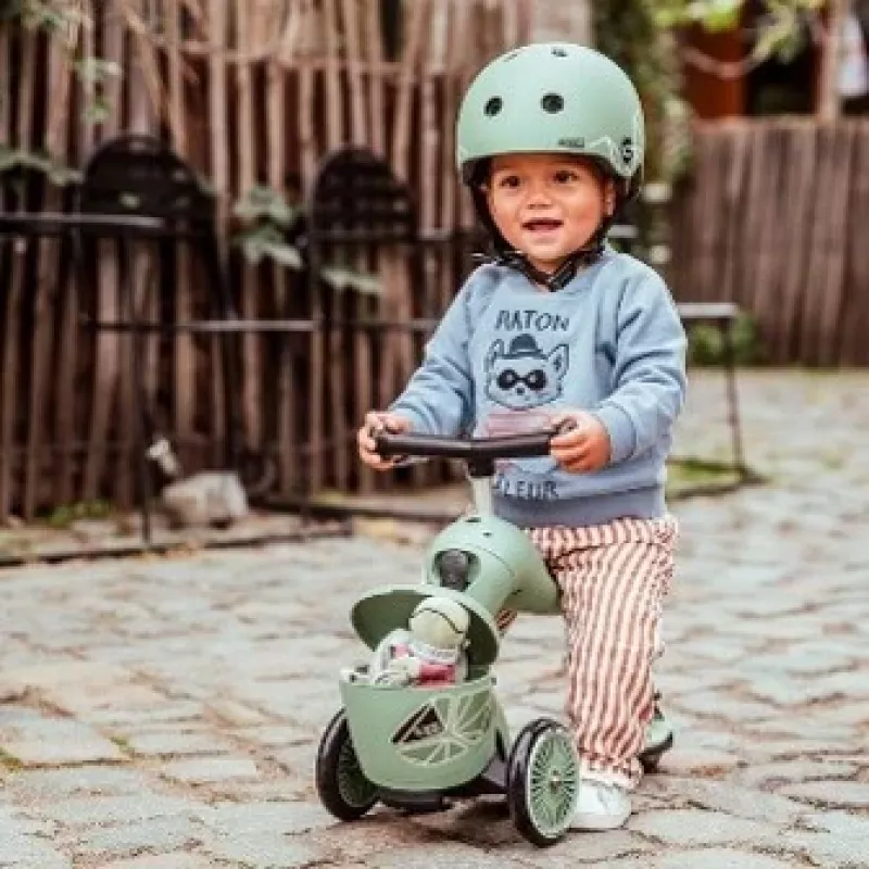 Scoot & Ride Highwaykick 1 Lifestyle 2-in-1 Rutscher & Scooter, Green Lines