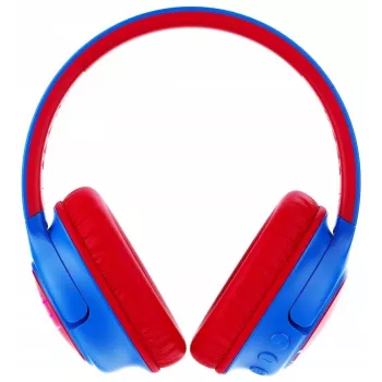 PowerLocus Bobo Kids Wireless-Kopfhörer, LED, AUX, Blau/Rot