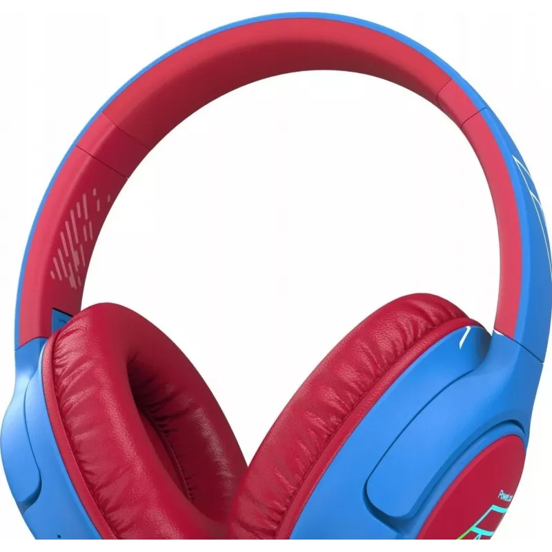PowerLocus Bobo Kids Wireless-Kopfhörer, LED, AUX, Blau/Rot