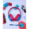 PowerLocus Bobo Kids Wireless-Kopfhörer, LED, AUX, Blau/Rot