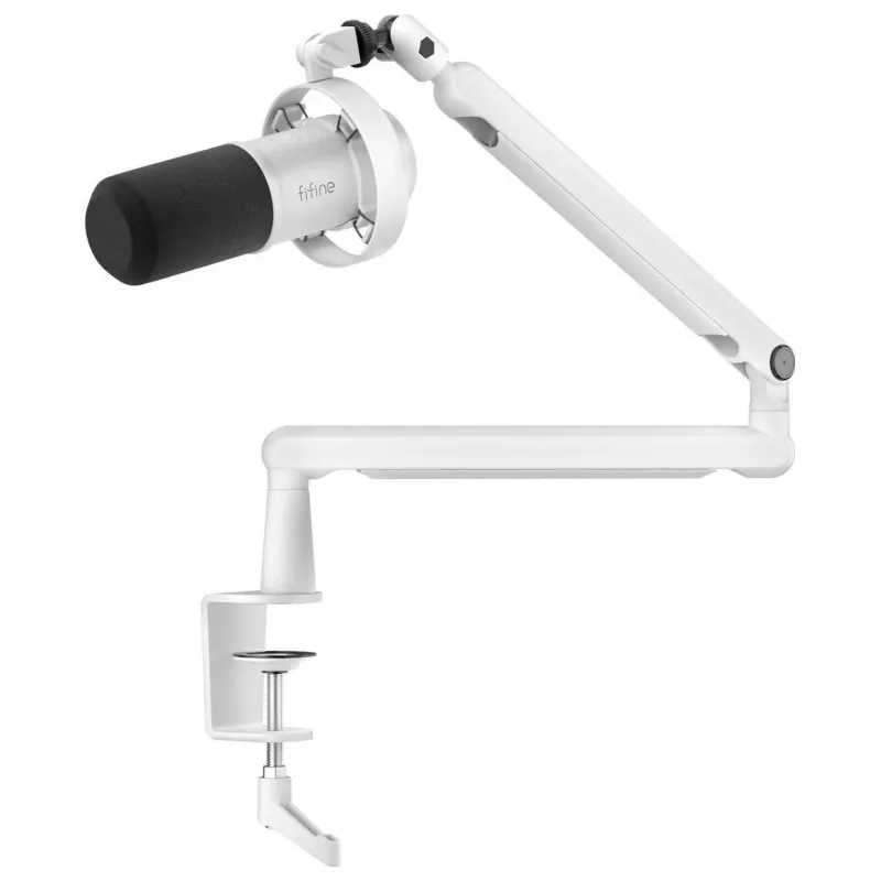 FIFINE T688W Dynamisches Mikrofon mit Schwenkarm, USB/XLR, Weiß