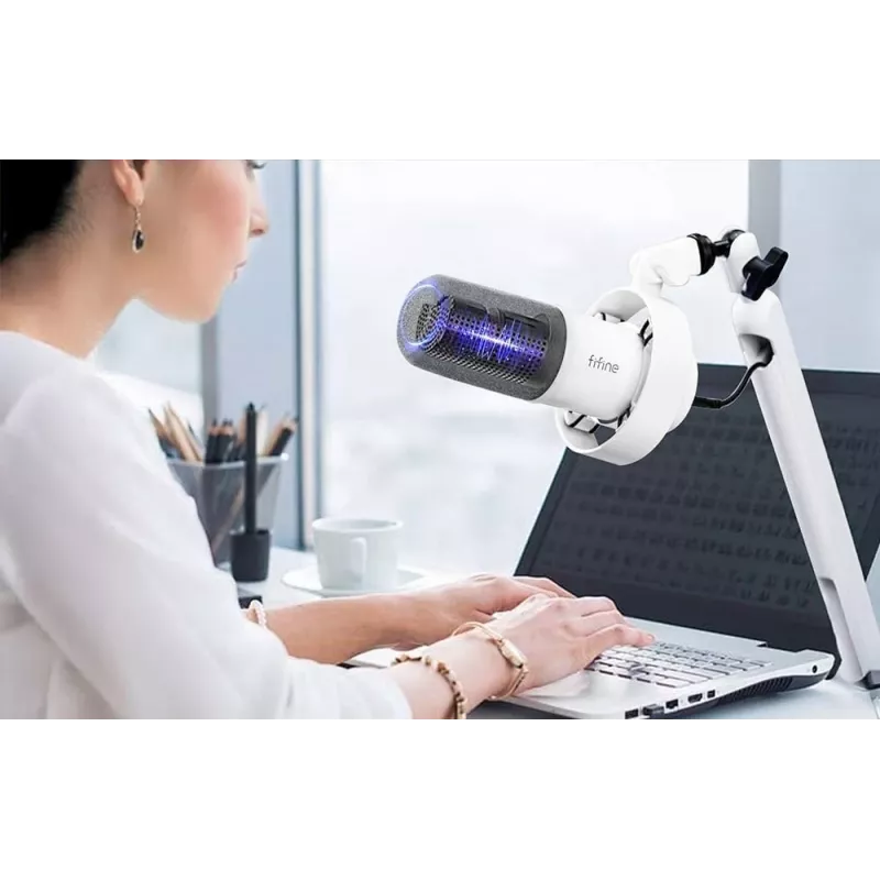 FIFINE T688W Dynamisches Mikrofon mit Schwenkarm, USB/XLR, Weiß