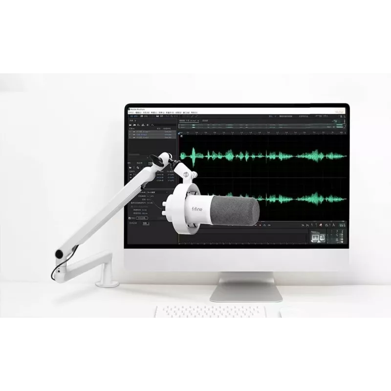 FIFINE T688W Dynamisches Mikrofon mit Schwenkarm, USB/XLR, Weiß