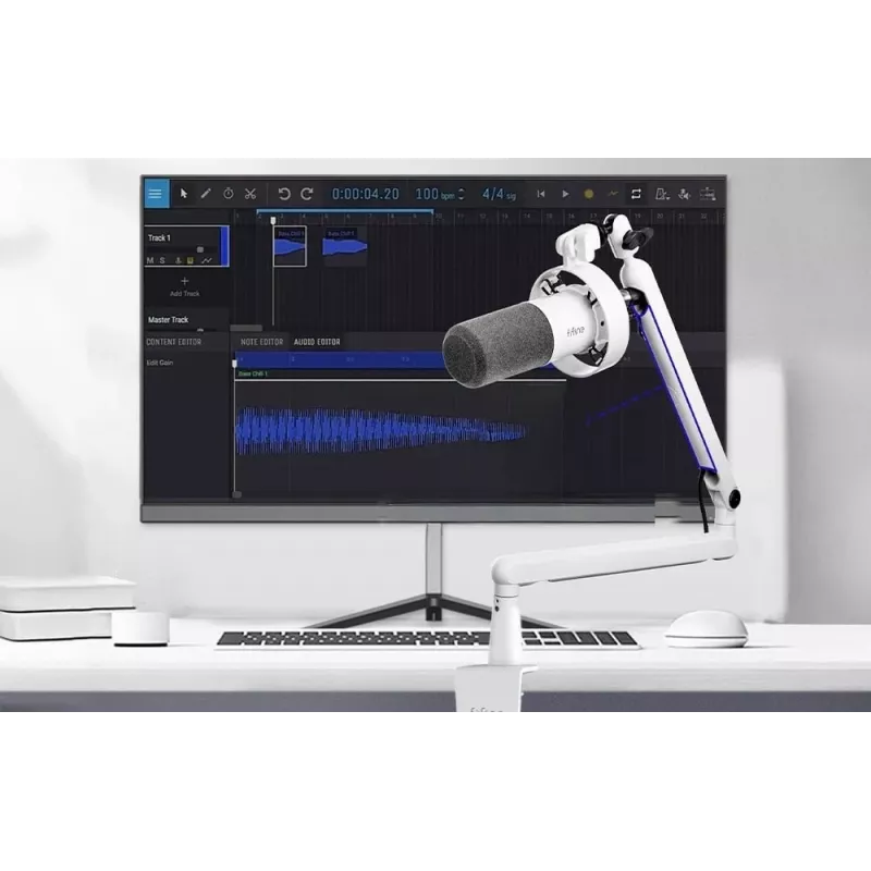 FIFINE T688W Dynamisches Mikrofon mit Schwenkarm, USB/XLR, Weiß