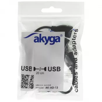 AKYGA AK-AD-13 USB 2.0 4-Port-Hub, Schwarz