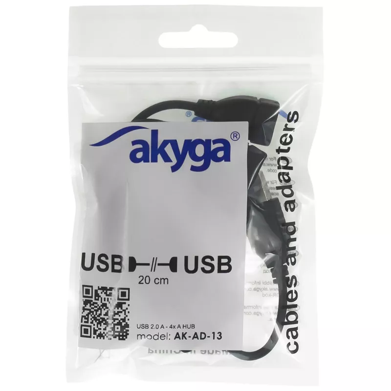AKYGA AK-AD-13 USB 2.0 4-Port-Hub, Schwarz