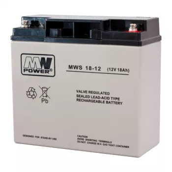 MPL POWER ELEKTRO MPL MW POWER MWS 18-12 USV-Batterie Blei-Säure-Akkumulator VRLA AGM wartungsfrei 12 V 18 Ah Schwarz, Grau