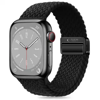 Tech-Protect Nylon Magnetic Loop Armband für Apple Watch 8/9/10/11/SE/Ultra (44/45/46/49 mm) Schwarz