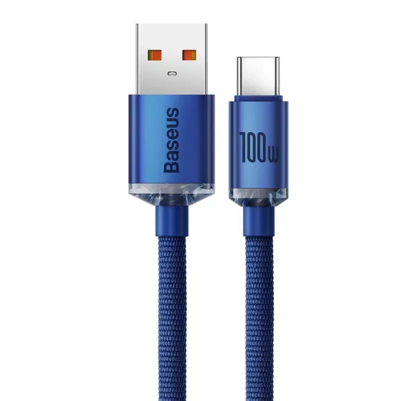 Baseus USB-A auf USB-C Crystal Shine Kabel 100W 1,2m Blau