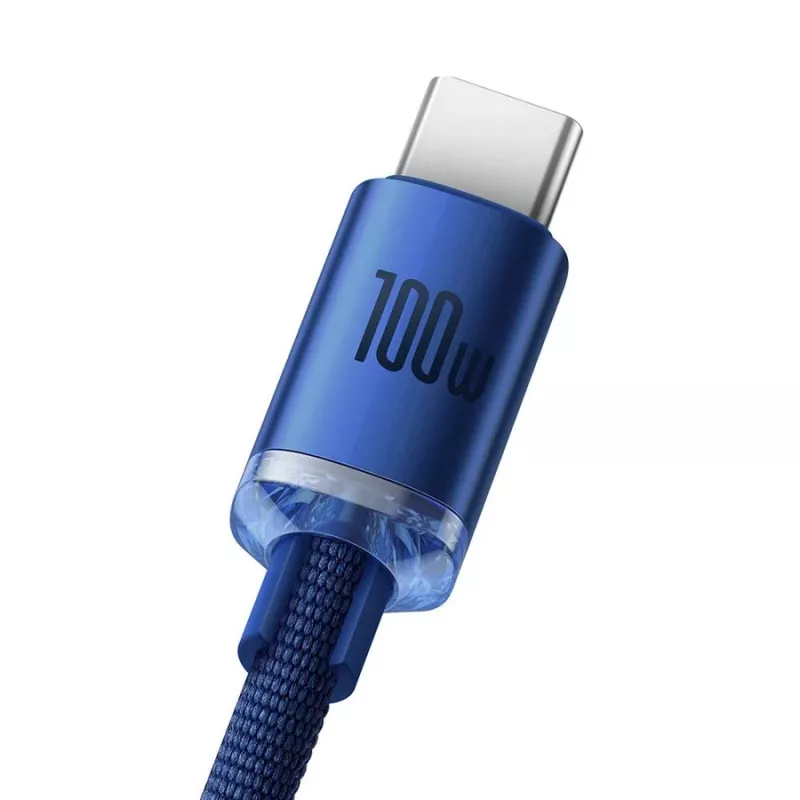Baseus USB-A auf USB-C Crystal Shine Kabel 100W 1,2m Blau