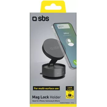 SBS TESUPSUCTIONMAG Magnetischer Saugnapf-Tischständer für Smartphones, Schwarz