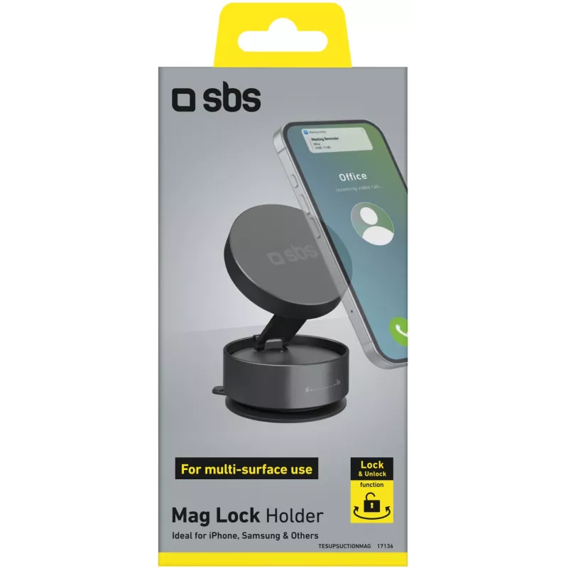 SBS TESUPSUCTIONMAG Magnetischer Saugnapf-Tischständer für Smartphones, Schwarz