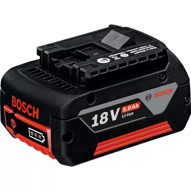 Bosch Professional 18V 5,0 Ah Li-Ionen Akku, Slide-In (Schwarz/Rot)