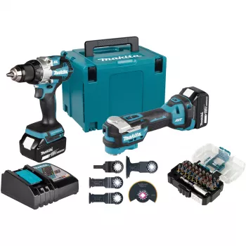 Makita DLX2592JX1 18V LXT Bürstenloser 2-teiliger Kombi-Kit mit Schlagbohrschrauber, Schlagschrauber, 2x 5,0Ah Akkus, Schnellladegerät und Makpac-Koffer