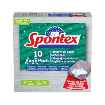 Spontex Seifenpads mit 30% Seifenanteil aus Stahlwolle, 10er-Pack