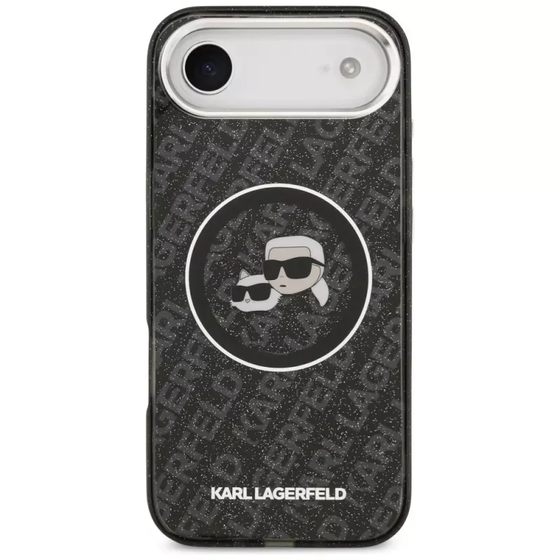 KARL LAGERFELD IML Glitter Karl & Choupette Heads Logo MagSafe-Hülle für iPhone Air, Schwarz