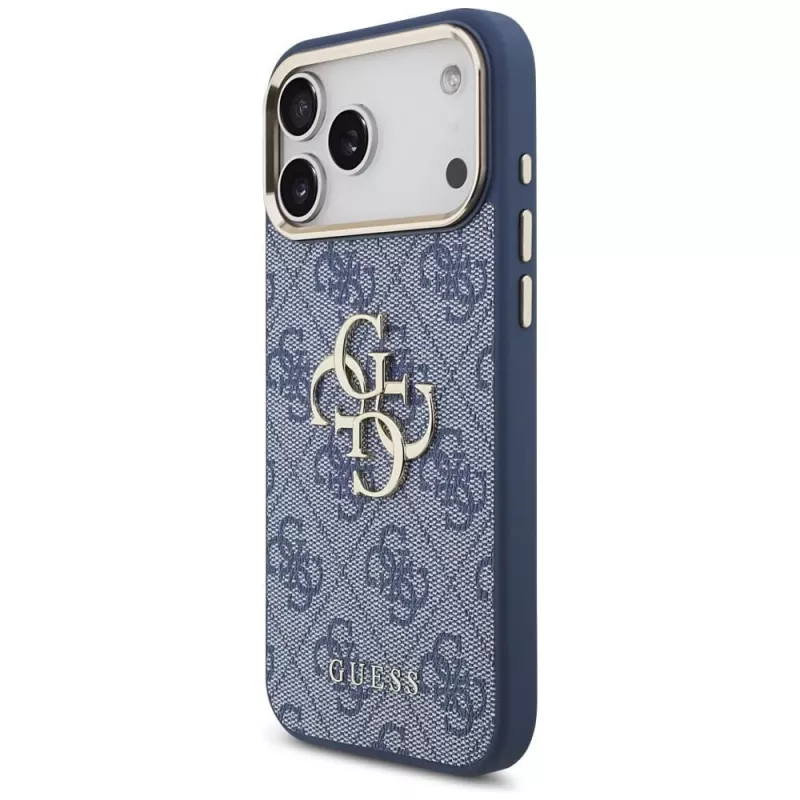 Guess 4G Big Classic Logo Hülle für iPhone 18 Pro Max / 17 Pro Max, Blau & Gold