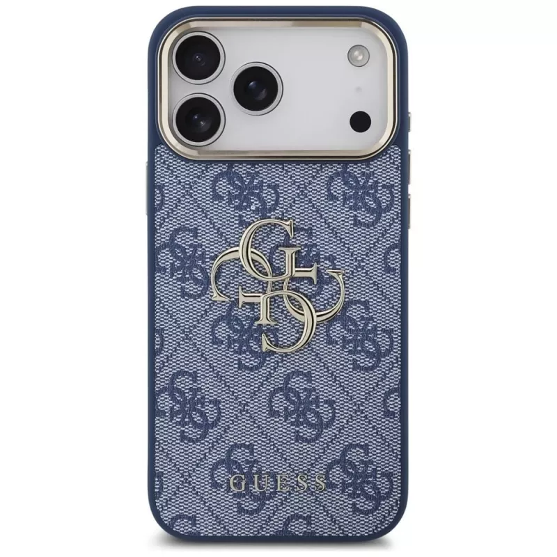 Guess 4G Big Classic Logo Hülle für iPhone 18 Pro Max / 17 Pro Max, Blau & Gold