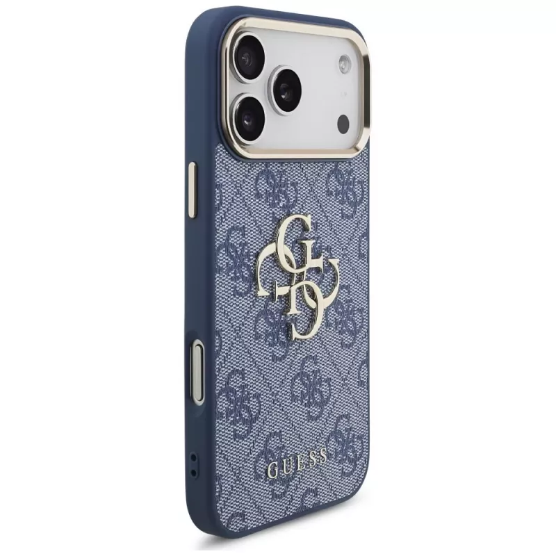 Guess 4G Big Classic Logo Hülle für iPhone 18 Pro Max / 17 Pro Max, Blau & Gold