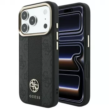 Guess 4G Stripe Round and Classic Logos MagSafe-Hülle für iPhone 18 Pro Max / 17 Pro Max - Schwarz